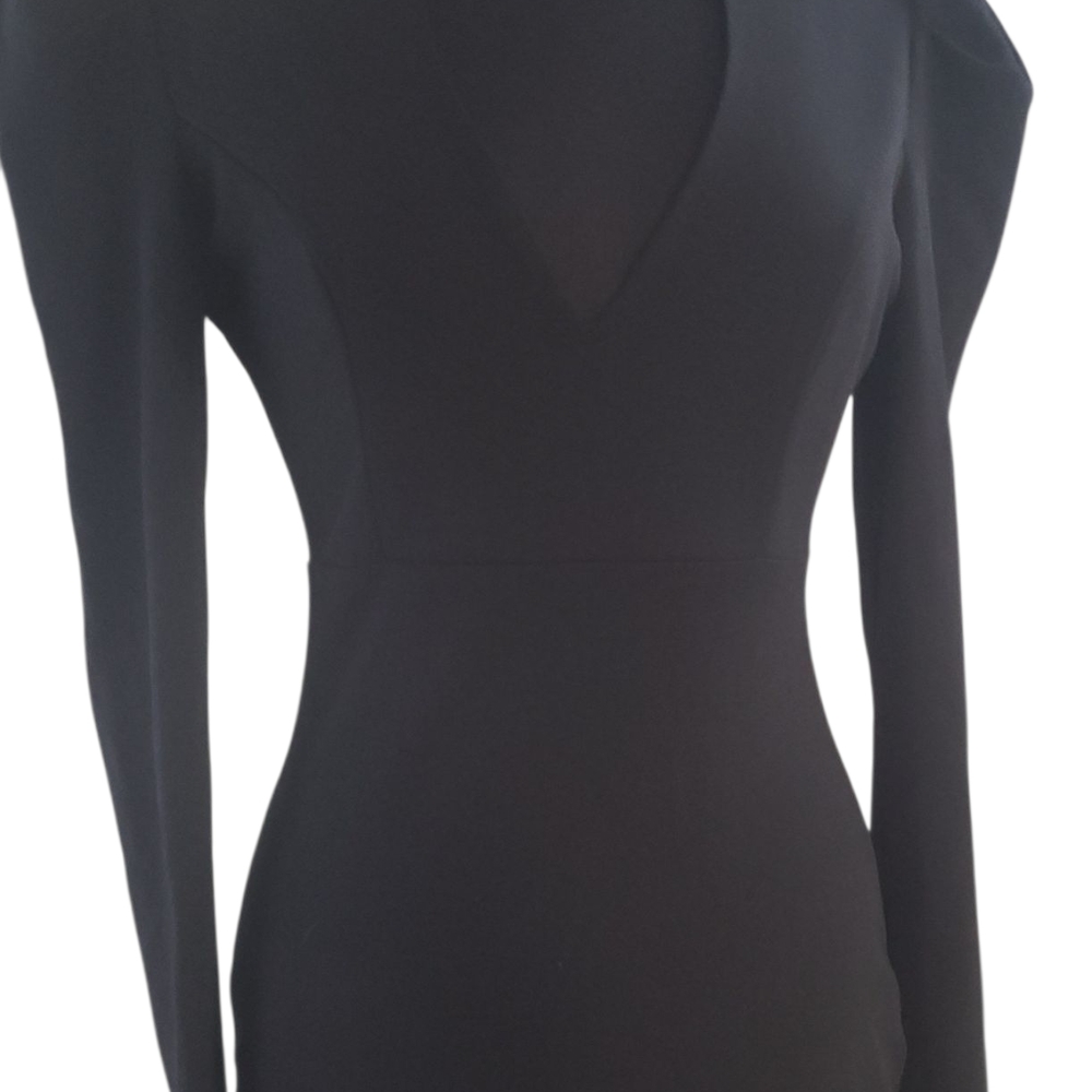 Windsor Black Long Sleeve V-Neck Bodycon Dress